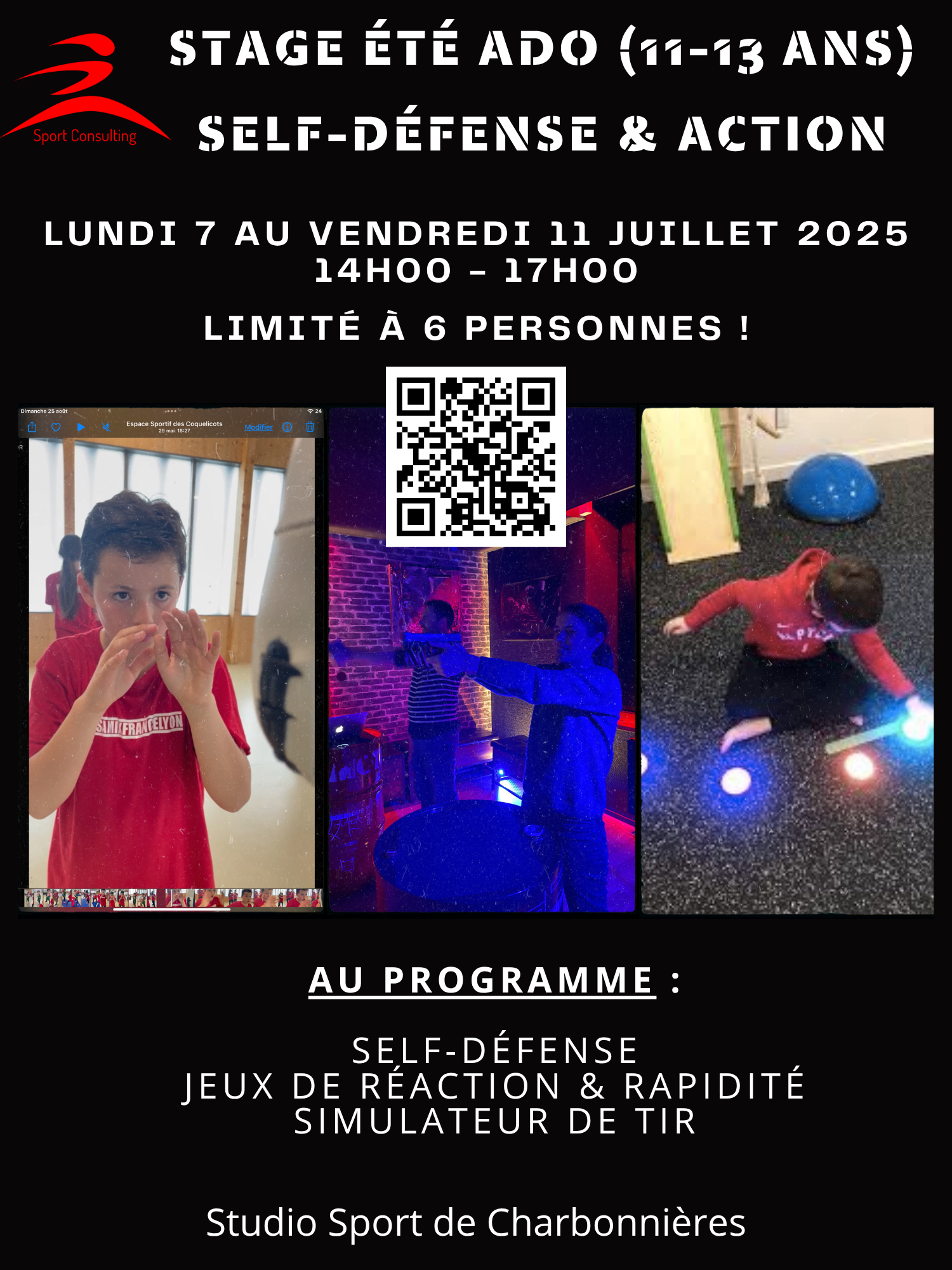 STAGE D'ÉTÉ – SELF-DÉFENSE & ACTION POUR ADOS (11–13 ans)