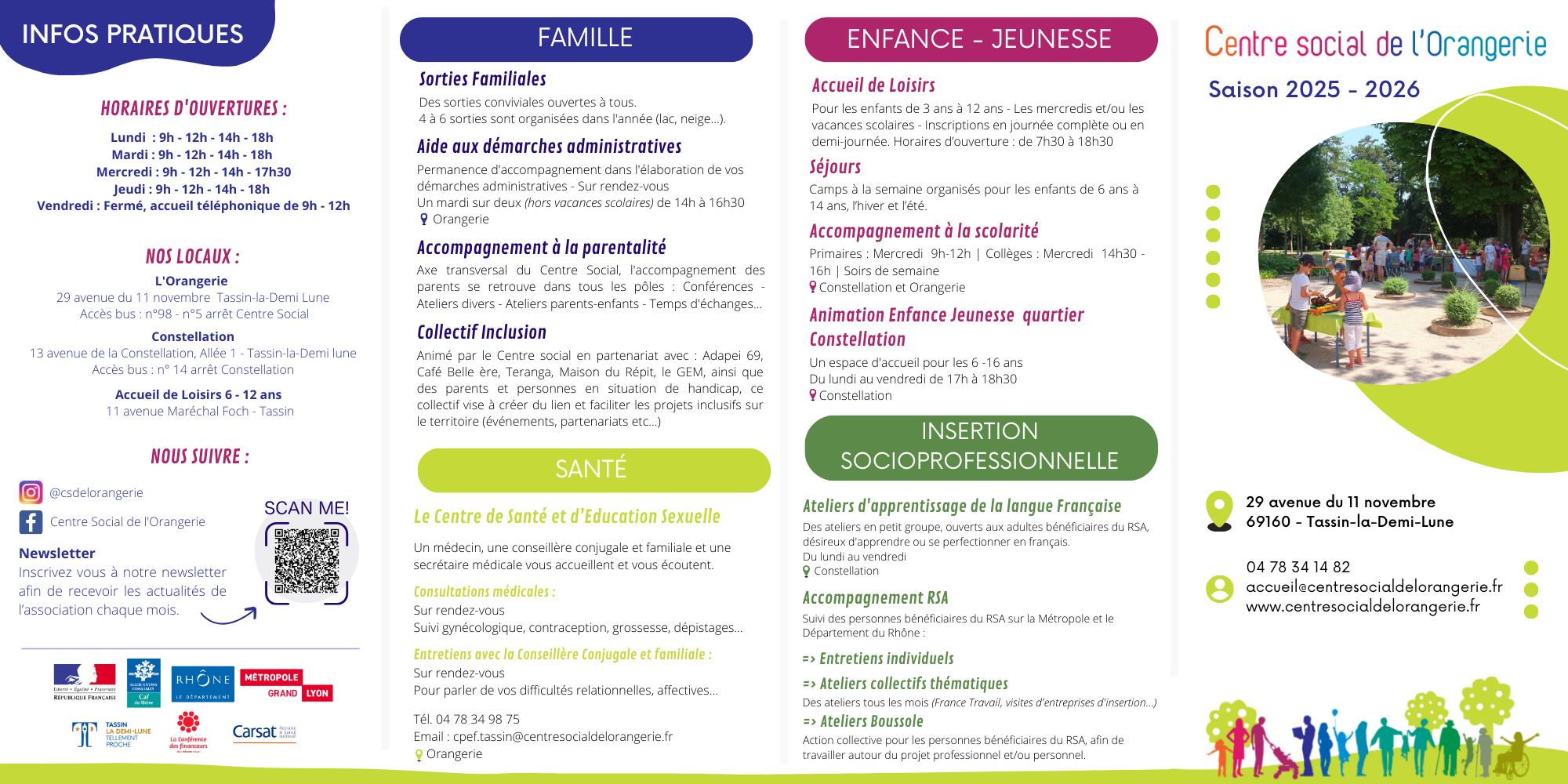 Saison 2025 - 2026 du Centre Social de l'Orangerie