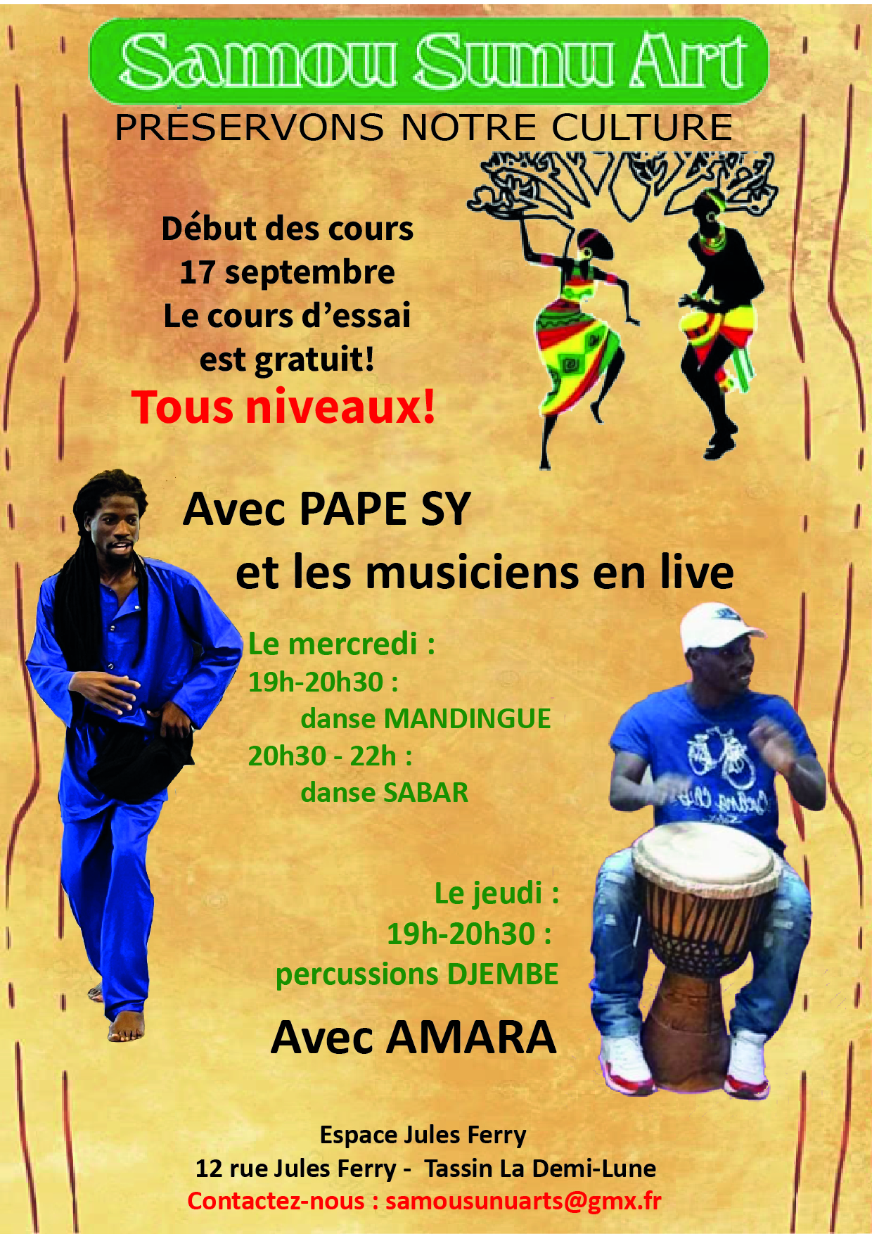 Cours de danses africaines et de percussions