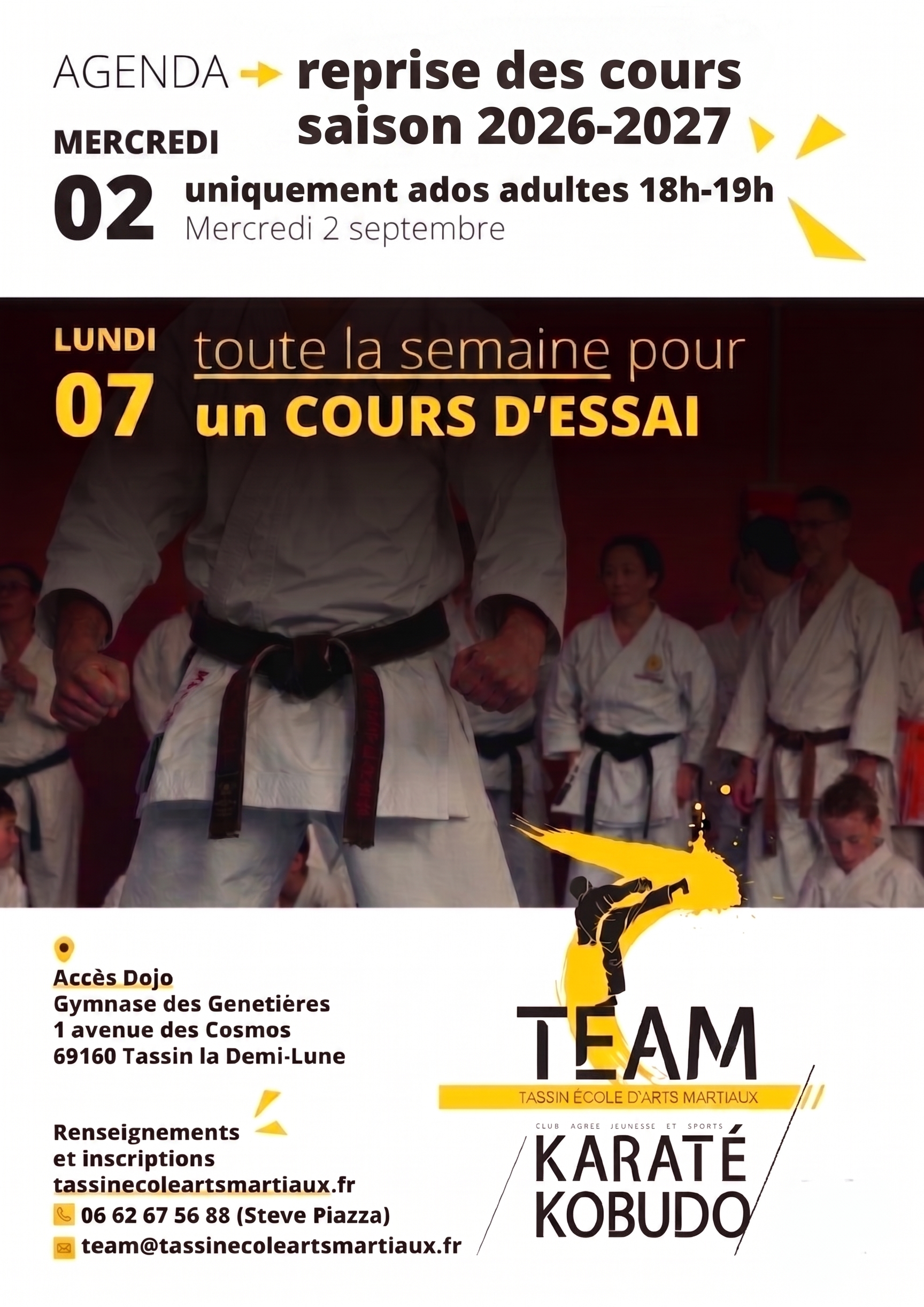 Reprise des cours Karaté pour la Saison 2026-2027